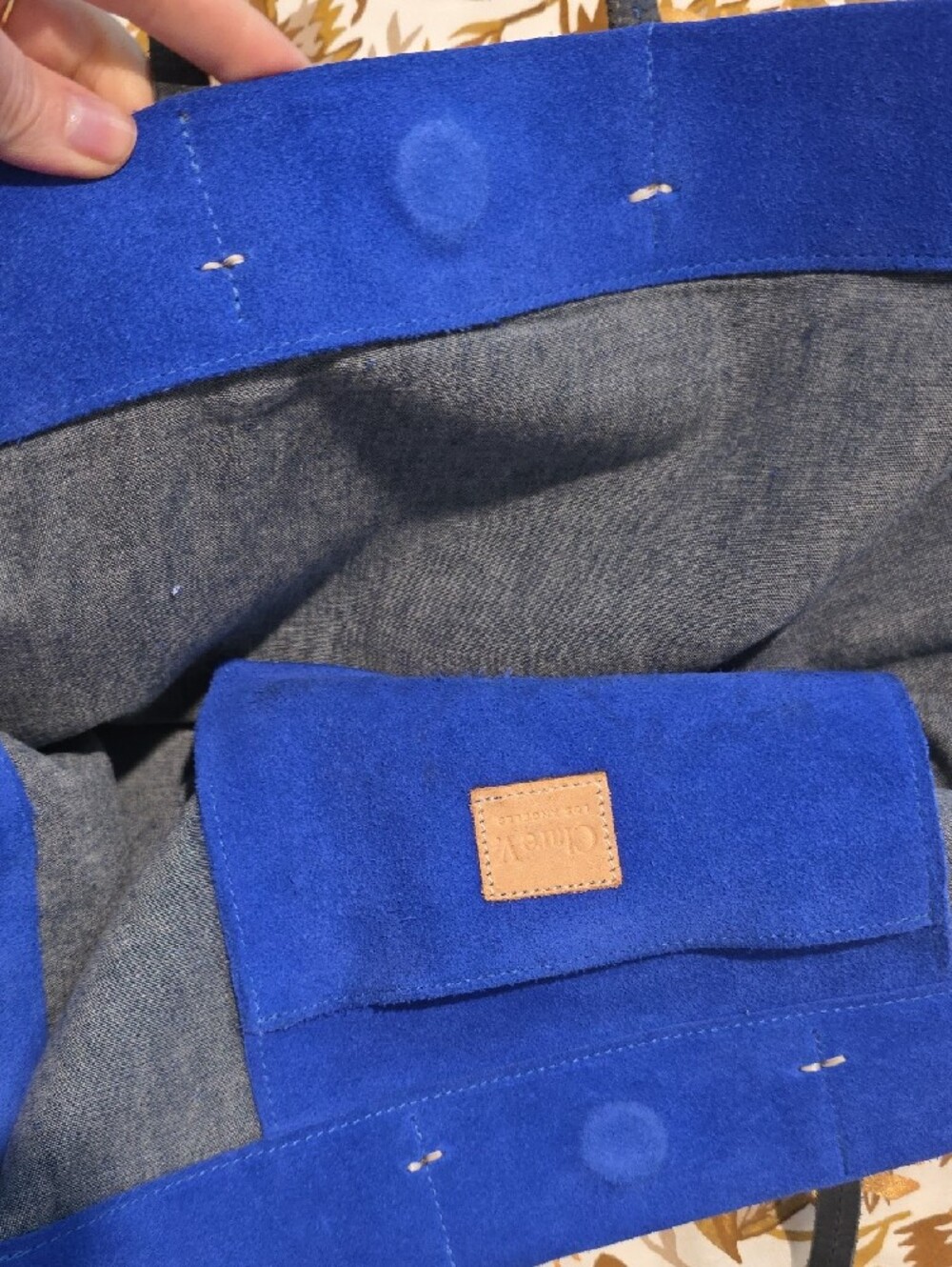 Clare V. Simple Tote In Blue Suede - Picture 5 of 9